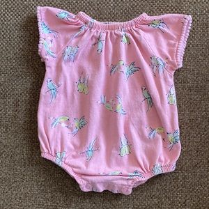 Chick Pea Pink Cotton Bird-Print Romper 0-3 Months